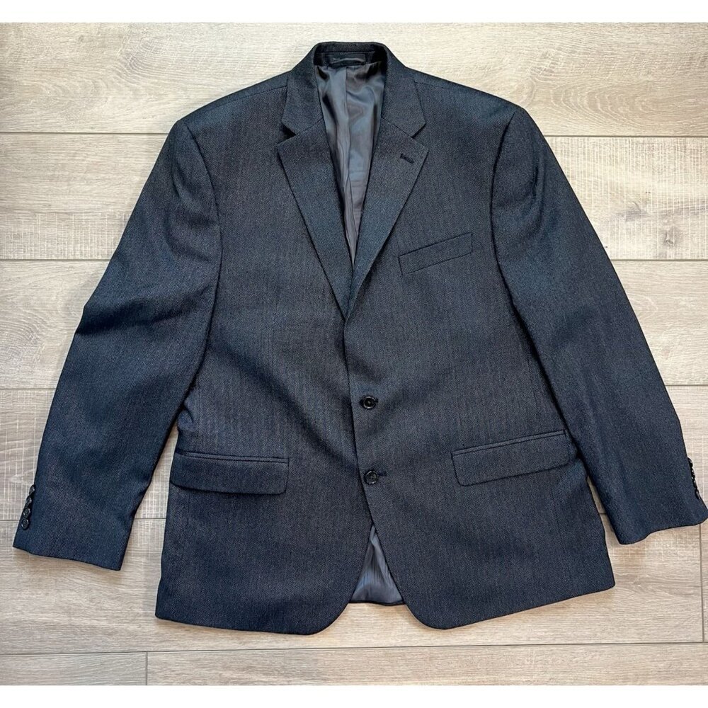 Ralph Lauren Blazer Mens 44R Gray Herringbone Polyester‎ Blend Tweed Sport Coat